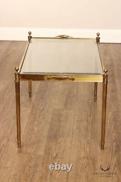 Hollywood Regency Brass Glass Top Coffee Table