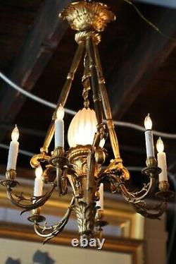 In the style of Pierre Gouthière Dore Bronze Chandelier late 19th Century