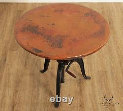 Industrial Cast Iron Base Adjustable Height Round Bistro Table