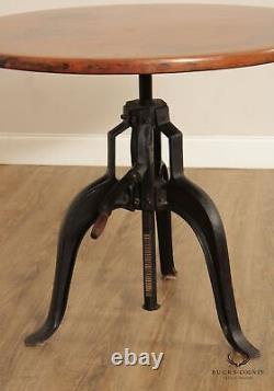 Industrial Cast Iron Base Adjustable Height Round Bistro Table