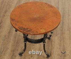 Industrial Style Copper Top Iron Base Side Table
