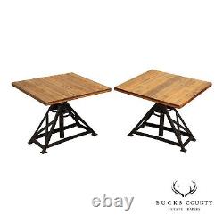 Industrial Style Pair of Adjustable Height Tables