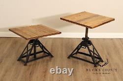 Industrial Style Pair of Adjustable Height Tables