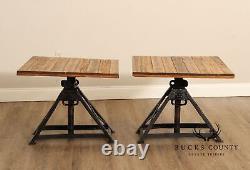 Industrial Style Pair of Adjustable Height Tables