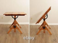Industrial Style Wood And Iron Drafting Table