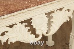 Irish Georgian Style Carved White Painted Marble Top Console Table