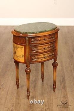 Italian Neoclassical Style Oval Marble Top Three-Drawer Stand