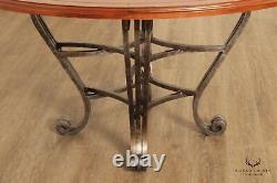 Italian Style Round Wood Top Iron Base Dining Table
