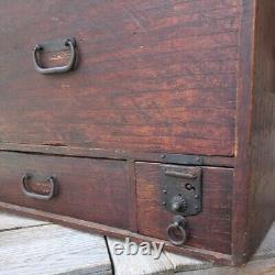 Japanese antique wooden Japanese furniture samurai HASAMIBAKO chest of drawers