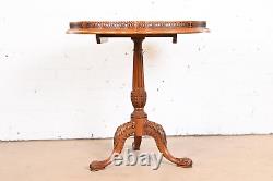 John Widdicomb English Chippendale Carved Mahogany Pedestal Tea Table