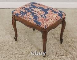 L59814EC French Louis XV Oak Frame Toile Upholstered Ottoman