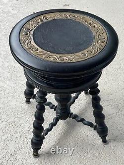 LATE 1800's ANTIQUE VICTORIAN F. NEPPERT NY ROTATE ADJUSTABLE PIANO STOOL