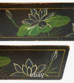 LATE 19TH C AMERICAN ANTIQUE ENAMEL PAINTED VICTORIAN FLOWER BOX, WithSLOPED SIDES