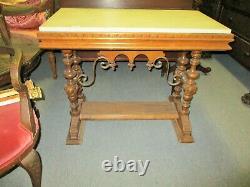 LATE 19TH CENTURY SPANISH REVIVAL WALNUT With MARBLE TOP TABLE With IRON WORK