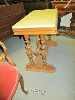 LATE 19TH CENTURY SPANISH REVIVAL WALNUT With MARBLE TOP TABLE With IRON WORK