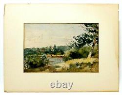 LATE 19TH-EARLY 20TH C AMERICAN VINT UNSIGNED WithC LANDSCAPE, MATTING/INSCRIPTION