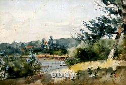 LATE 19TH-EARLY 20TH C AMERICAN VINT UNSIGNED WithC LANDSCAPE, MATTING/INSCRIPTION