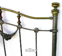 LATE 19th or EARLY 20th Century ART NOUVEAU Style Brass & Iron BED HTF