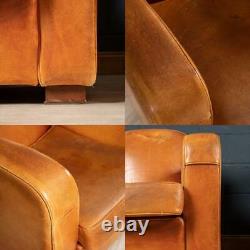 LATE 20th CENTURY PAIR OF ART DECO STYLE FRENCH LEATHER CLUB CHAIRS