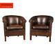 LATE 20th CENTURY PAIR OF DUTCH SHEEPSKIN LEATHER CLUB CHAIRS
