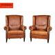LATE 20th CENTURY PAIR OF DUTCH SHEEPSKIN LEATHER WINGBACK CHAIRS