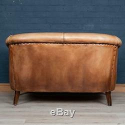 LATE 20thC DUTCH TWO SEATER LEATHER SOFA c. 1970