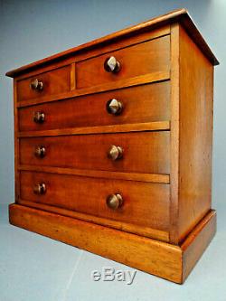 LATE VICTORIAN 19thC ENGLISH MAHOGANY MINIATURE CHEST OF DRAWERS, c 1880-90