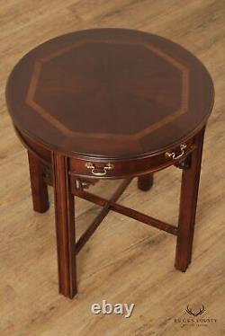 Lane Furniture Chinese Chippendale Style Round Mahogany Side Table
