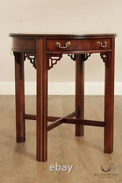 Lane Furniture Chinese Chippendale Style Round Mahogany Side Table