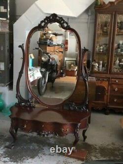 Large Antique Victorian Dressing Table Pira Mirror Late 1800s