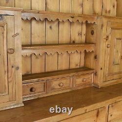 Large Pine Dresser in Victorian Taste Country Kitchen Cabinet Late 20th Century