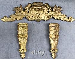 Large antique french furniture ornaments set 19th century gilded bronze