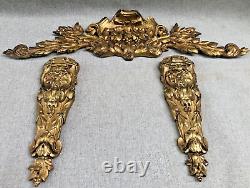 Large antique french furniture ornaments set 19th century gilded bronze