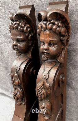 Large antique pair of french shelf brackets 19th century furniture sculpture