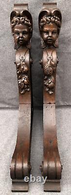 Large antique pair of french shelf brackets 19th century furniture sculpture