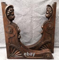 Large antique pair of french shelf brackets 19th century furniture sculpture