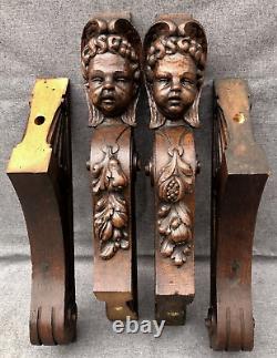 Large antique pair of french shelf brackets 19th century furniture sculpture