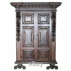 Late 16th Century Italian Louis XIV Hand Carved Walnut Wardrobe or Armoire