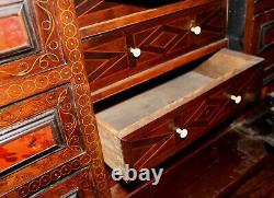 Late 17th c Flemish Ebonized Walnut & Rosewood Inlaid Table Cabinet
