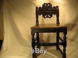 Late 17th century Antique oak chair cut down for a child fine colour & patina