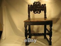 Late 17th century Antique oak chair cut down for a child fine colour & patina