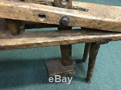 Late 1800's Antique Carpenters Tool Bench Primitive Wood Shaving Horse Workbench