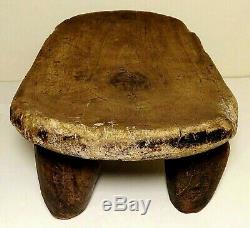 Late 1800's Antique Small Carved Wood 16 x 9.5 x 6 Short Footstool Bench