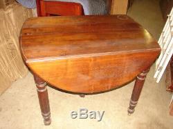 Late 1800's Antique Walnut Dropleaf 5 Leg Kitchen Table with 3 Extension Boards