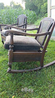 Late 1800's Cane Back Love Seat, Rocker and Chair