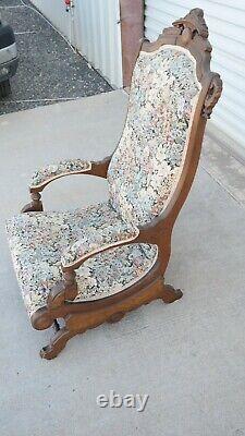 Late 1800's Eastwood Rocking CHAIR High Back Walnut Victorian LOCAL PICKUP AZ