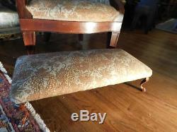 Late 1800's Heavy Carved Sheep Arms Figural Chair Claw Feet and Footstool