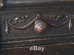 Late 1800's Mahogany Dresser Wedding Chest 5 Drawers Hand Carved