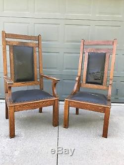 Late 1800s Antique Oak Rectory Chairs (Set of 6)