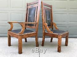 Late 1800s Antique Oak Rectory Chairs (Set of 6)